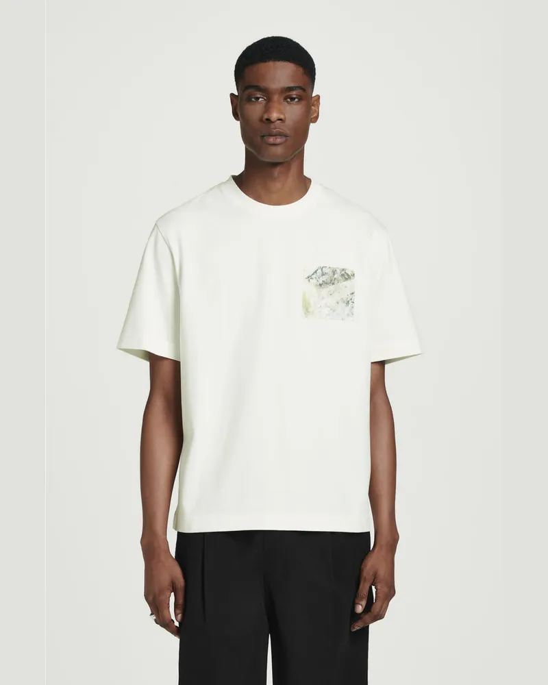 COS Lockeres T-Shirt Aus Baumwolle Mit Marmor-Print Weiß