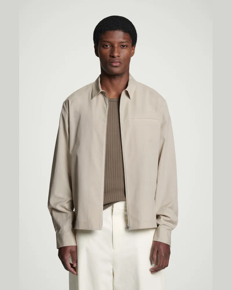 COS Hemd Aus Twill Mit Reissverschluss Beige