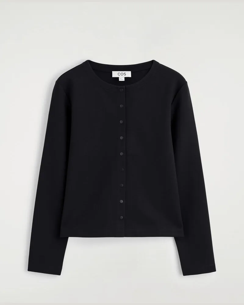 COS Schlichte Strickjacke Aus Jersey Schwarz