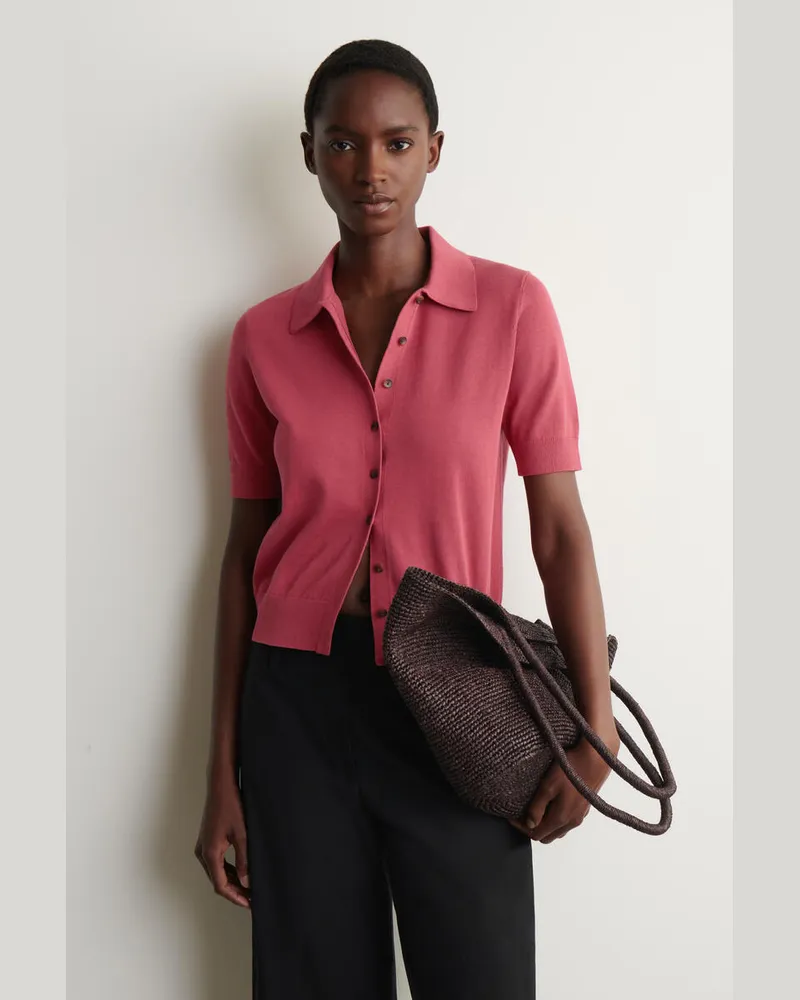 COS Strickjacke Aus Baumwolle Rosa