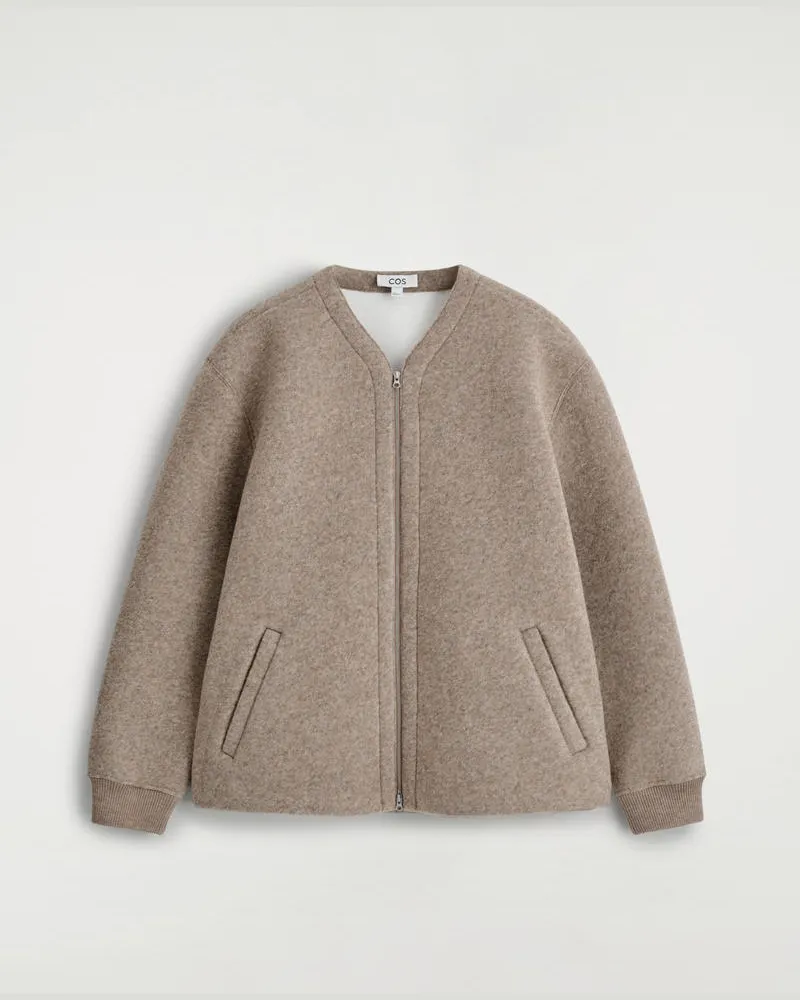 COS Oversized-Strickjacke Mit Reissverschluss Beige