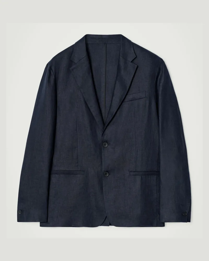COS Einreihiger Blazer Aus Leinen Blau