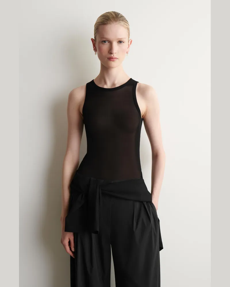 COS Geripptes Tanktop Aus Seide Schwarz