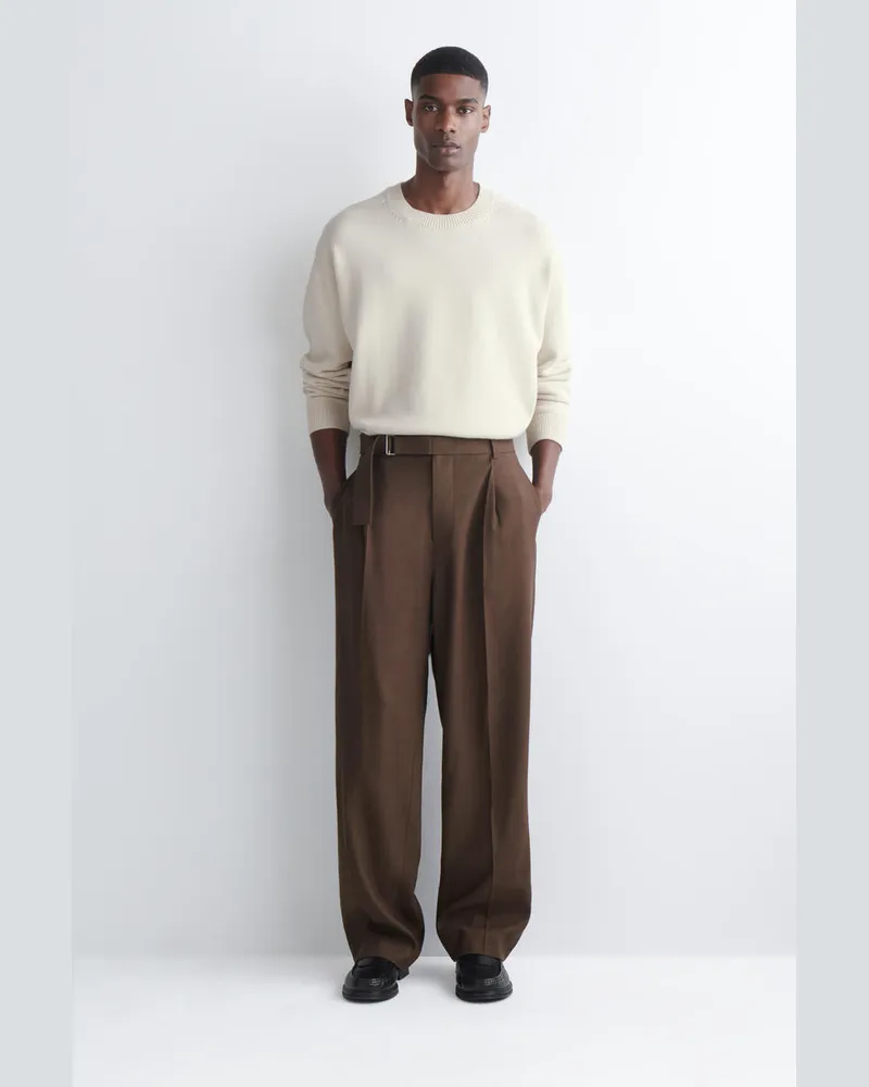 COS Lockere Leinenhose Mit Weitem Bein Und Gürtel Braun