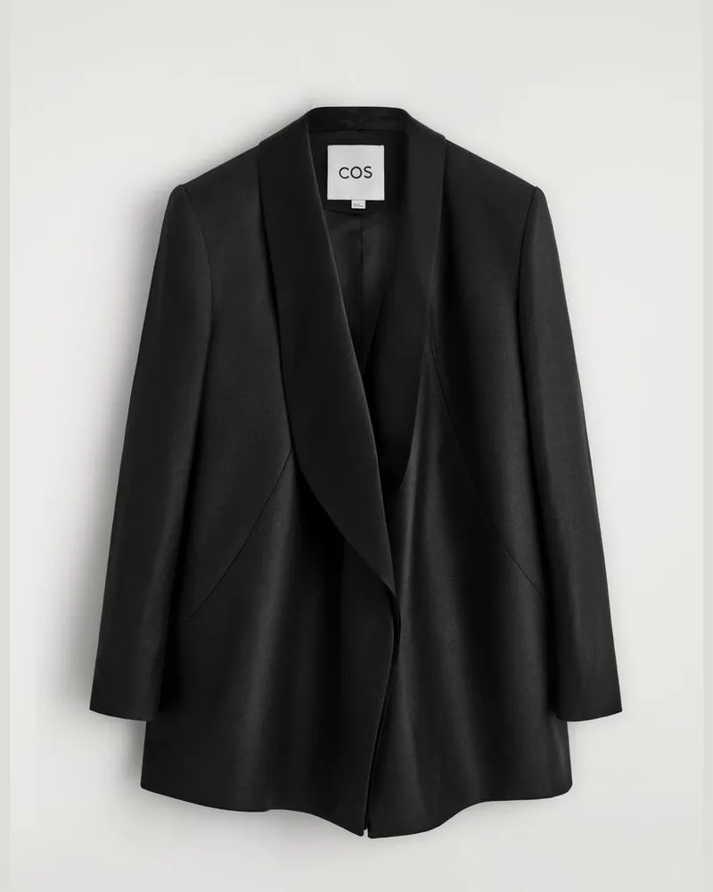 COS Smoking-Blazer Aus Wollsatin Schwarz
