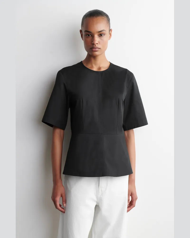 COS Oberteil Aus Baumwolle Mit Schösschen Schwarz