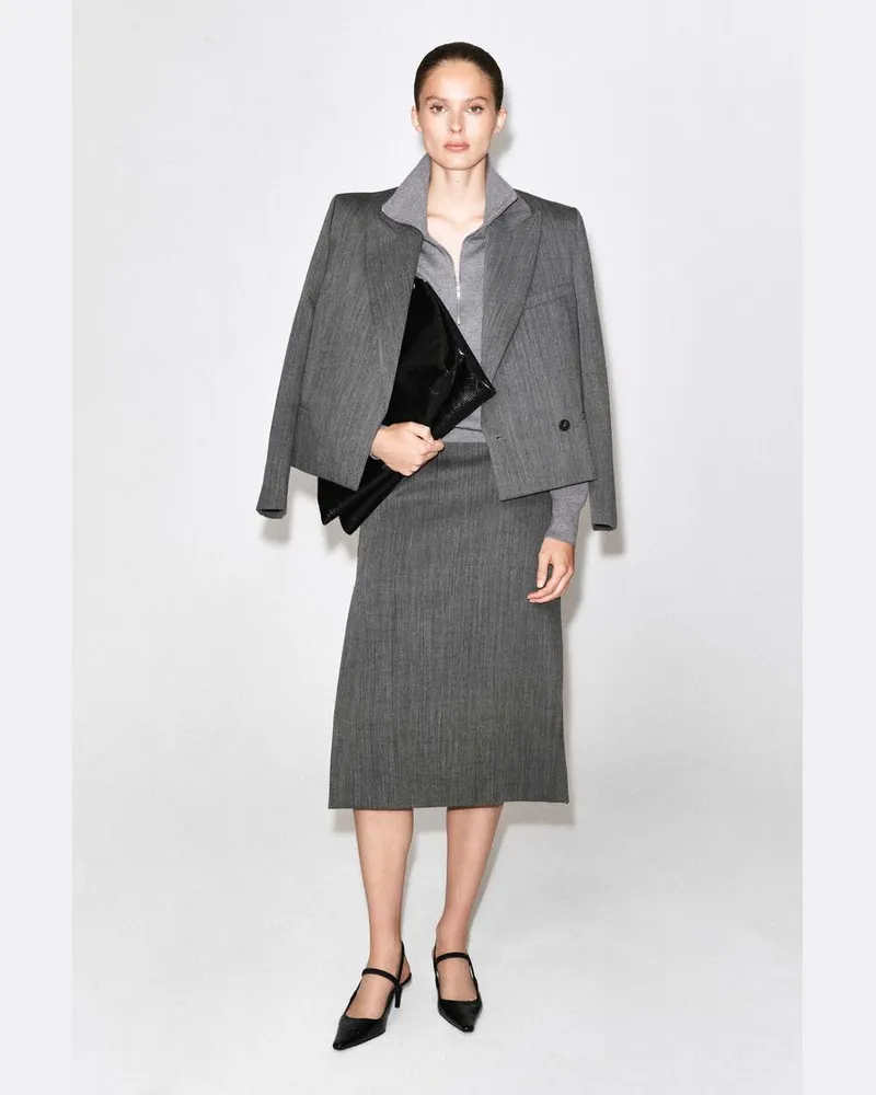 COS Eleganter Midirock Aus Wolle Grau