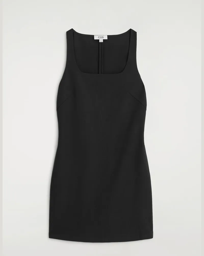 COS Kleid Aus Crêpe-Jersey Mit Karree-Ausschnitt Schwarz