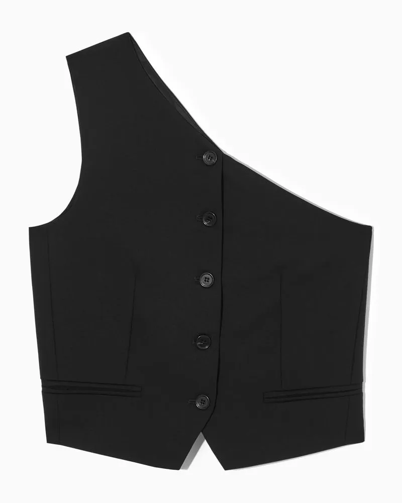 COS Asymmetrische Elegante Weste Aus Wolle Schwarz
