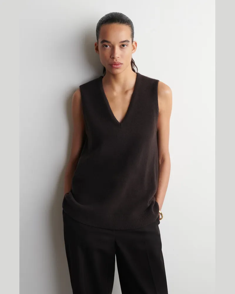 COS Tunika-Pullunder Aus Wolle Mit V-Ausschnitt Braun