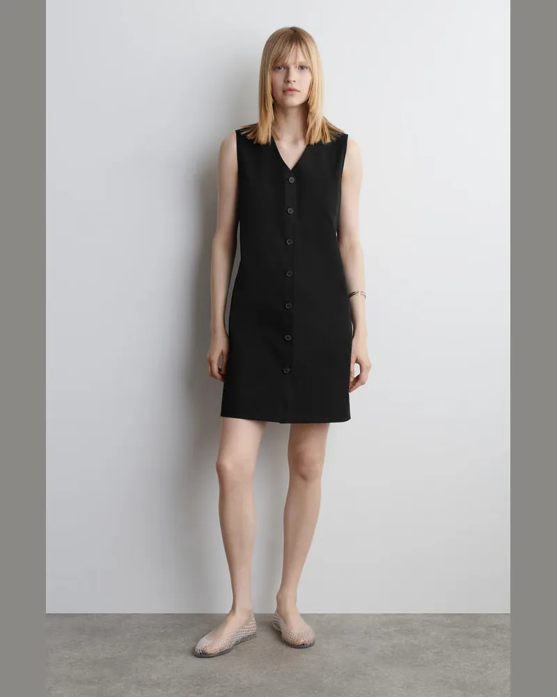 COS Minikleid Aus Pima-Biobaumwolle Mit Knöpfen Schwarz