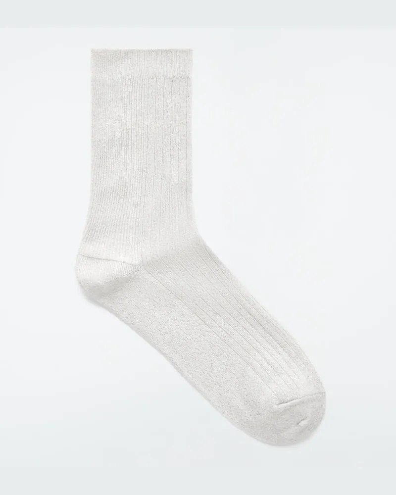COS Gerippte Socken Aus Lurex Weiß