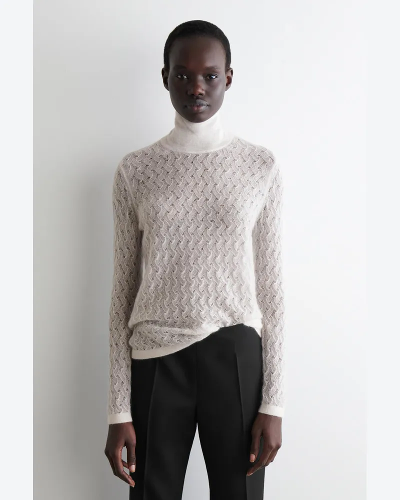 COS Pullover Aus Mohair Mit Pointelle-Muster Weiß