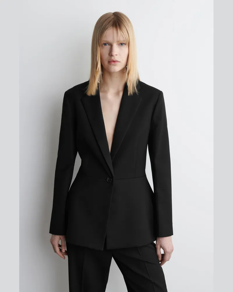 COS Taillierter Blazer Mit Schösschen Schwarz
