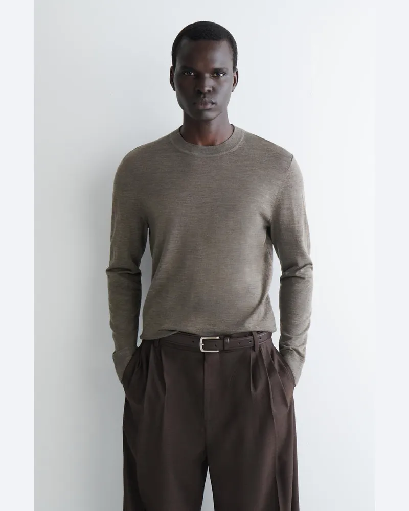 COS Schmaler Merinowollpullover Mit Rundhalsausschnitt Braun