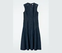 Midikleid Aus Denim Mit Niedriger Taille