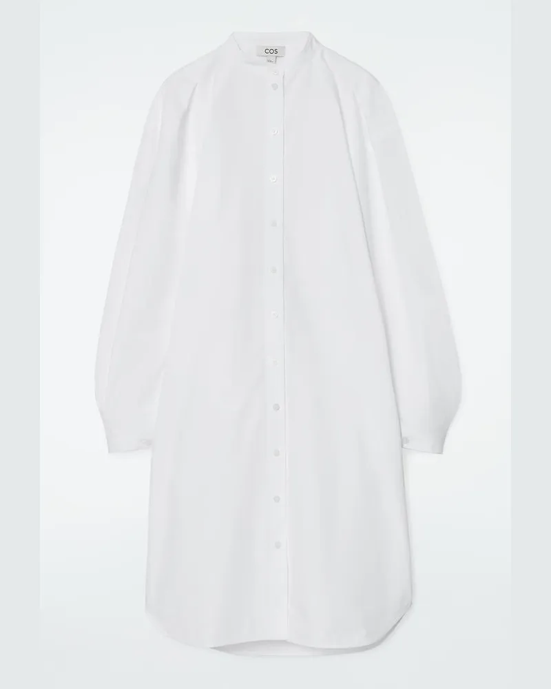 COS Hemdkleid In Midilänge Mit Grandad-Kragen Weiß