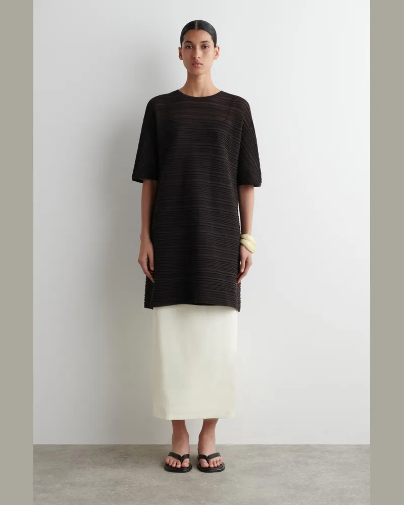 COS Plissiertes Minikleid Aus Strick Braun