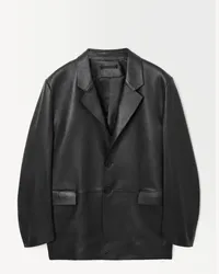 COS Der Einreihige Blazer Aus Leder Schwarz