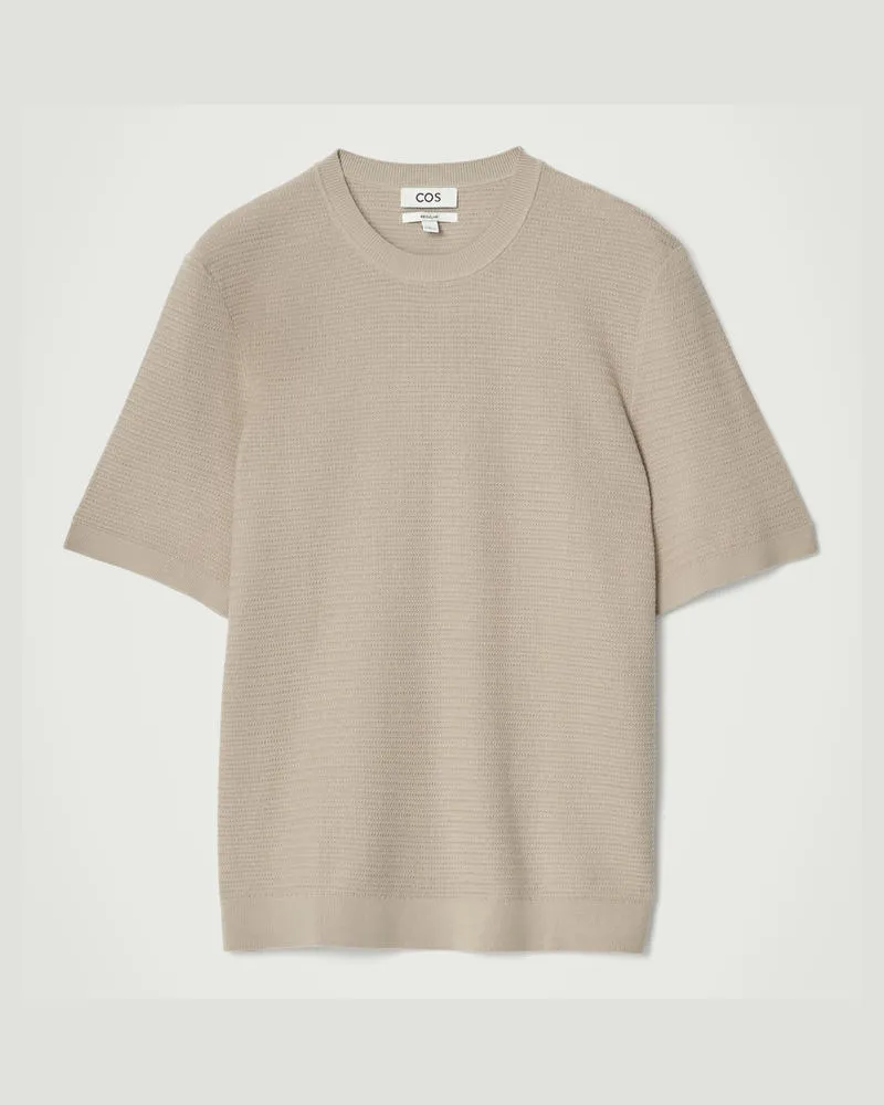 COS Strukturiertes T-Shirt Aus Baumwolle Beige