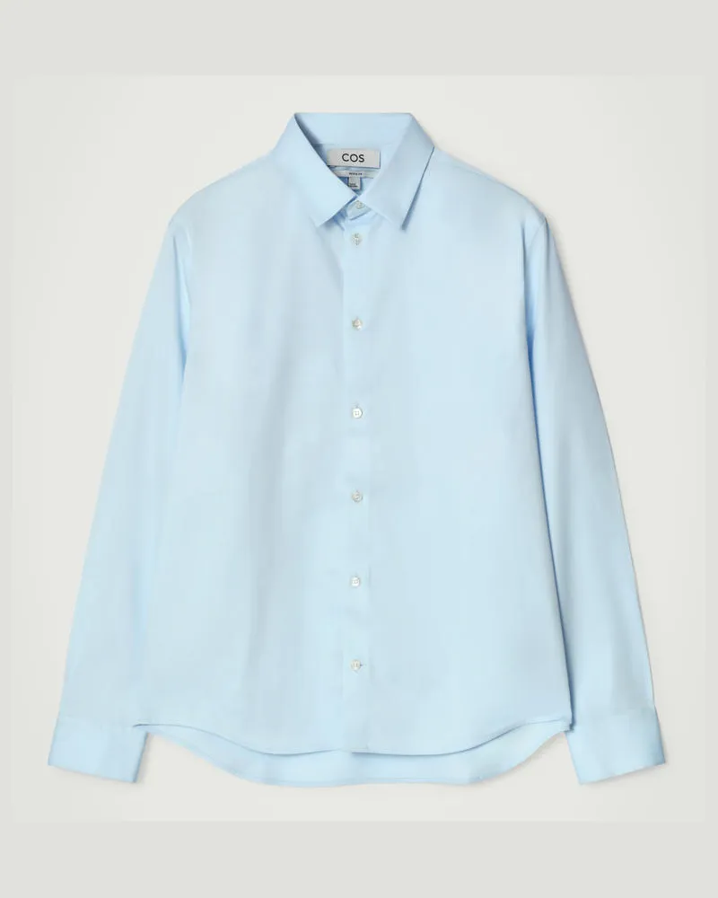 COS Elegantes Baumwollhemd Blau