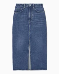 COS Midi-Jeansrock Mit Schlitz Vorne Mittelblau