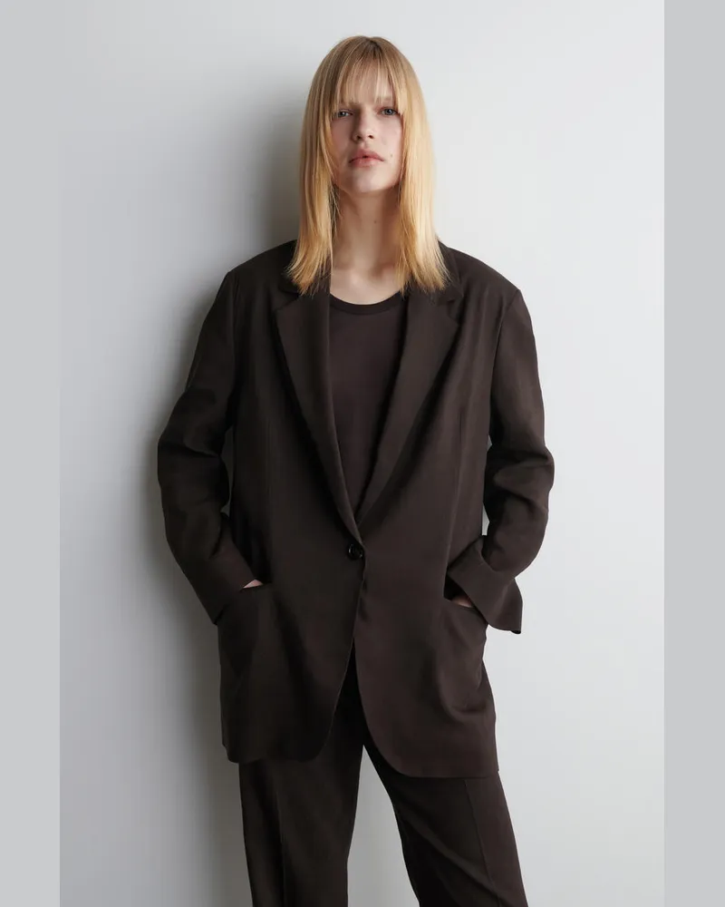 COS Einreihiger Blazer Aus Leinen Braun