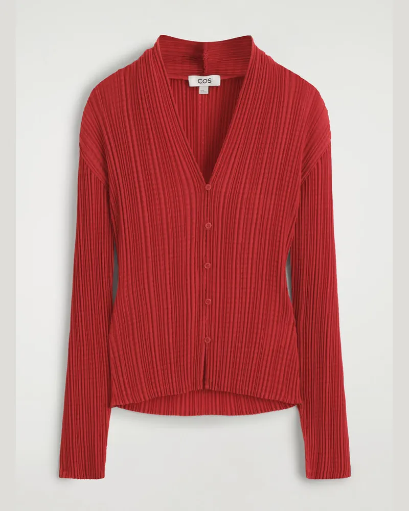 COS Strickjacke Aus Jacquard Mit Falten Rot