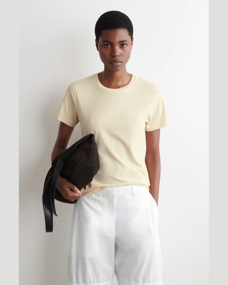 COS Baumwoll-T-Shirt Mit Rundhalsausschnitt Gelb