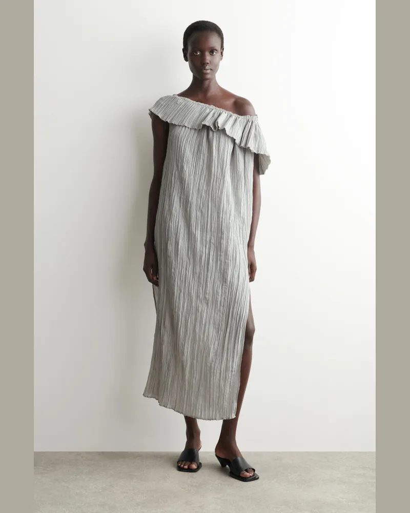 COS Asymmetrisches Seidenkleid Mit Falten Grau