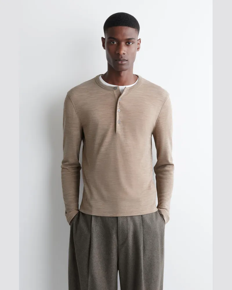 COS Henley-Oberteil Aus Woll-Mix Beige