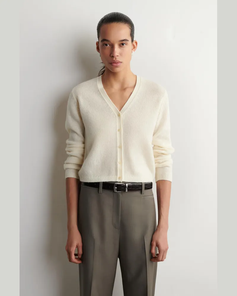 COS Strickjacke Aus Kaschmir Mit V-Ausschnitt Weiß