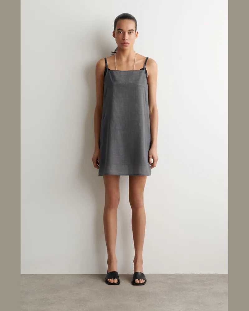 COS Halbtransparentes, Mehrlagiges Minikleid Aus Wolle Grau