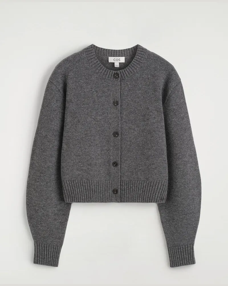 COS Strickjacke Aus Merinowolle Grau