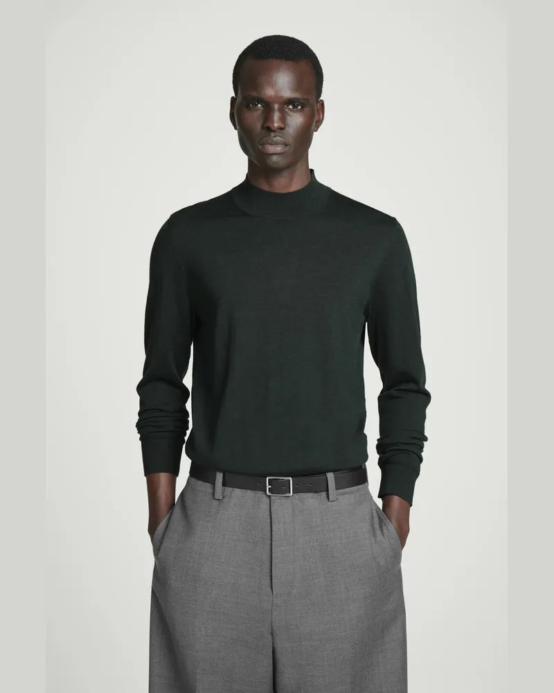 COS Schmaler Pullover Aus Merinowolle Mit Stehkragen Grün