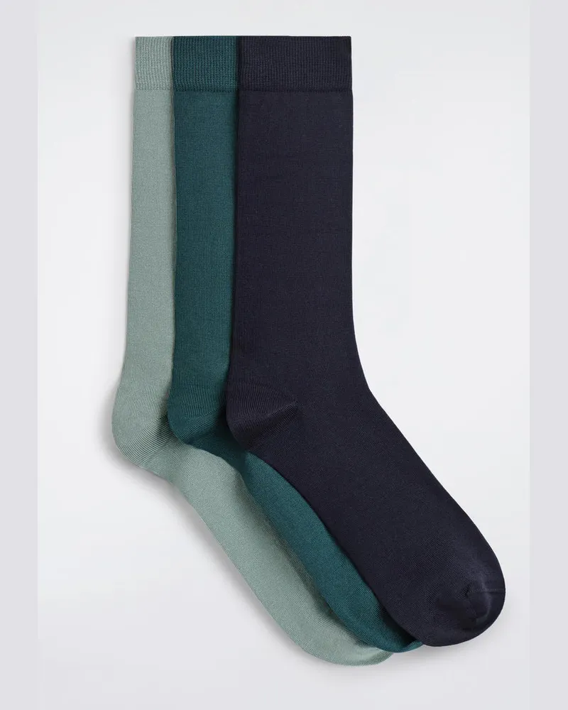 COS 3Er-Pack Mercerisierte Baumwollsocken Blau