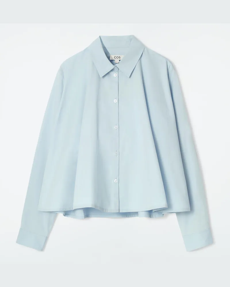 COS Lockeres Ausgestelltes Baumwollhemd Blau