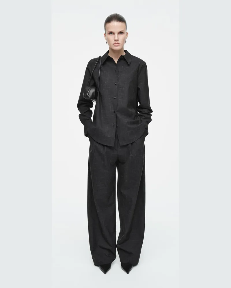 COS Hose Aus Gesprenkelter Wolle Mit Geradem Bein Grau
