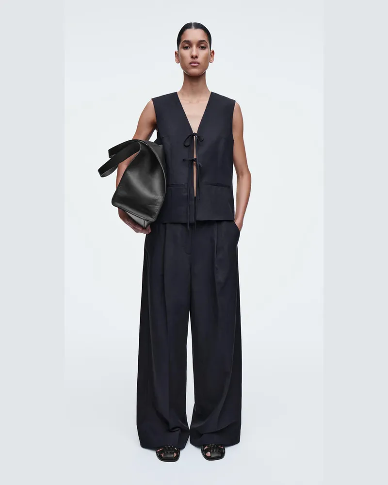 COS Lockere Hose Aus Leinen-Mix Mit Weitem Bein Blau