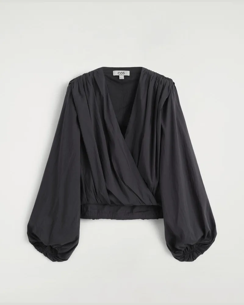 COS Wickelbluse Mit Raffungen Grau