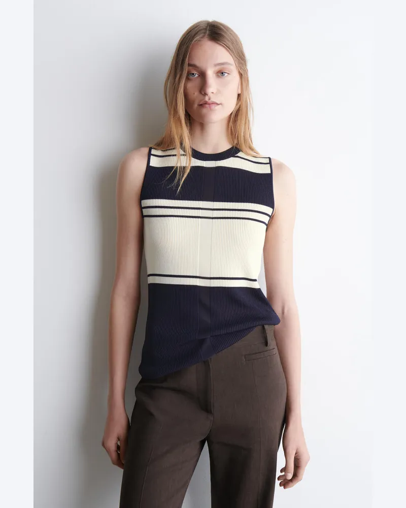 COS Tanktop Aus Rippstrick Blau