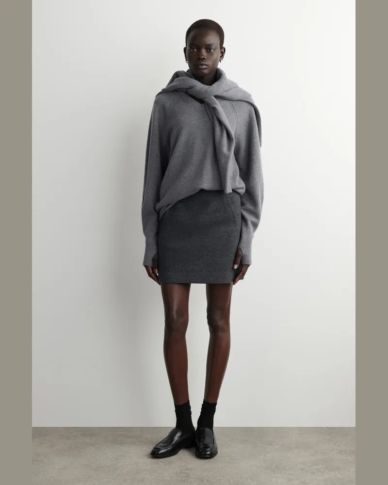 COS Minirock Aus Gekochter Merinowolle Grau