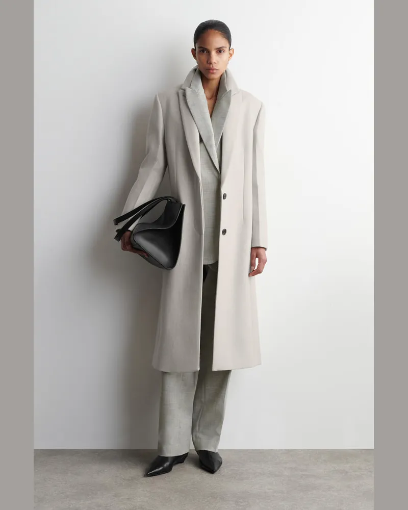 COS Langer Mantel Aus Woll-Twill Beige