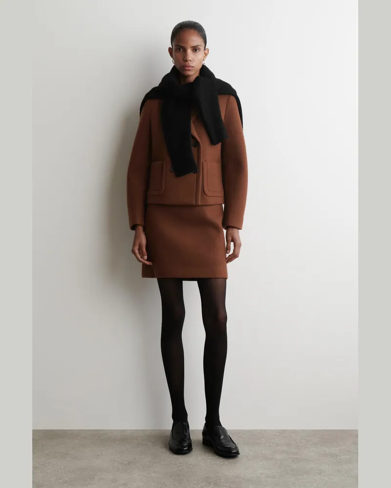 COS Minirock Aus Wolle Mit Steppnähten Braun