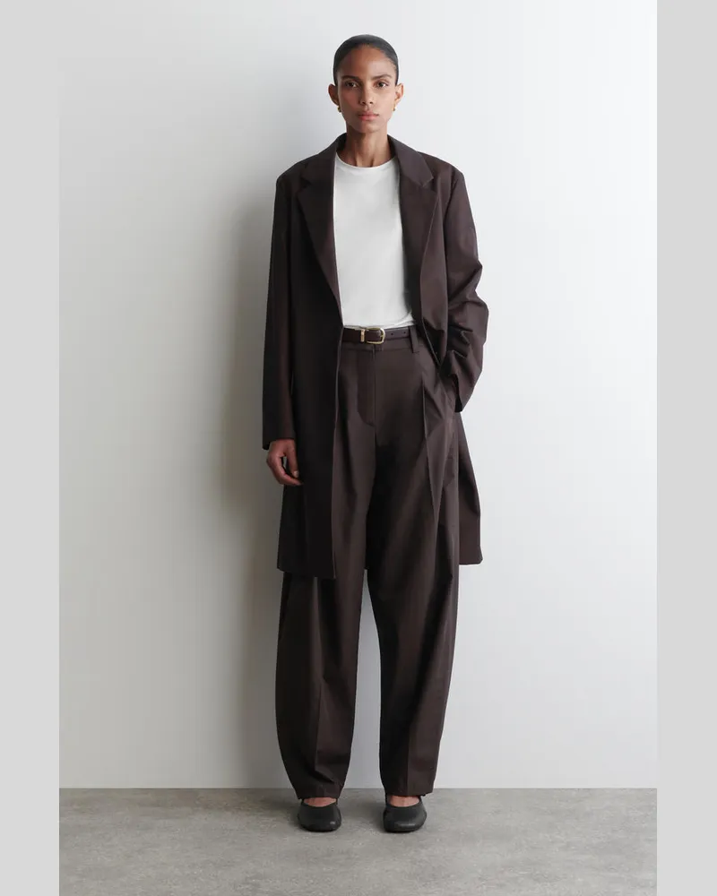 COS Baumwollhose Mit Barrel-Bein Und Falten Braun
