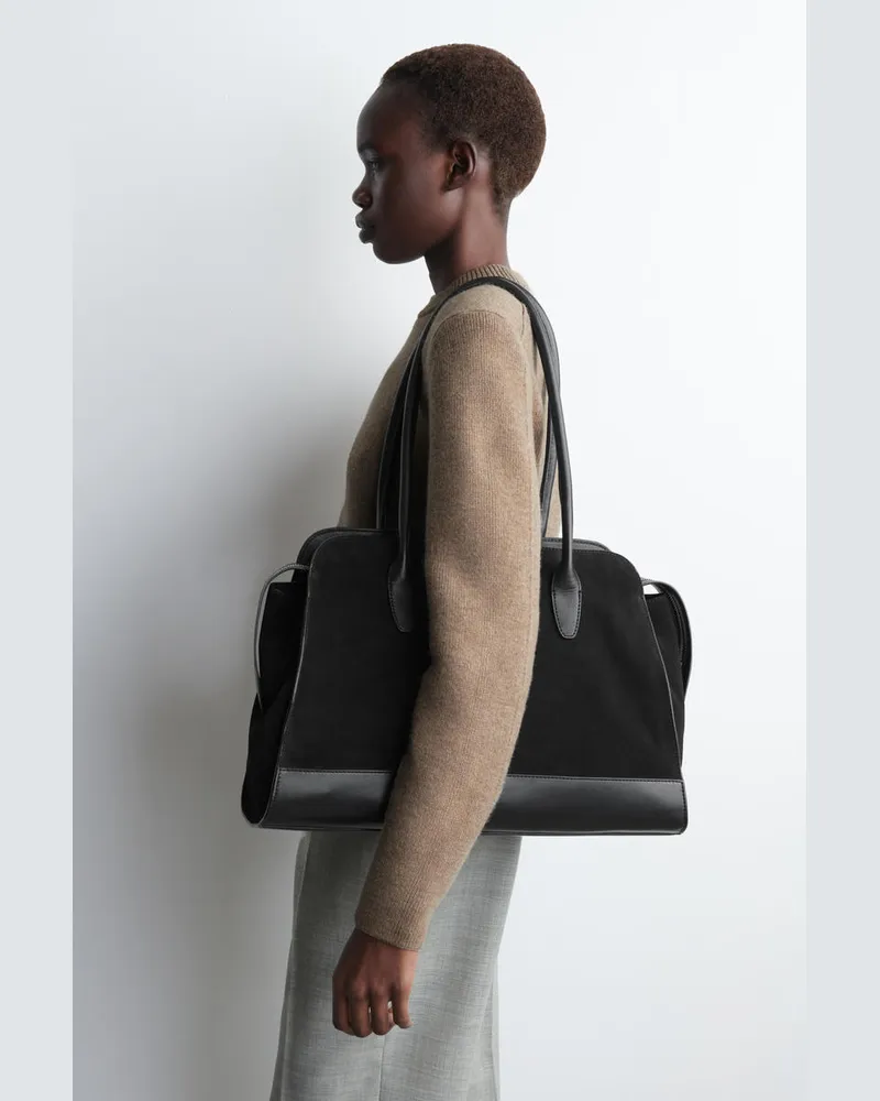 COS Avenue Tote Bag - Veloursleder Schwarz