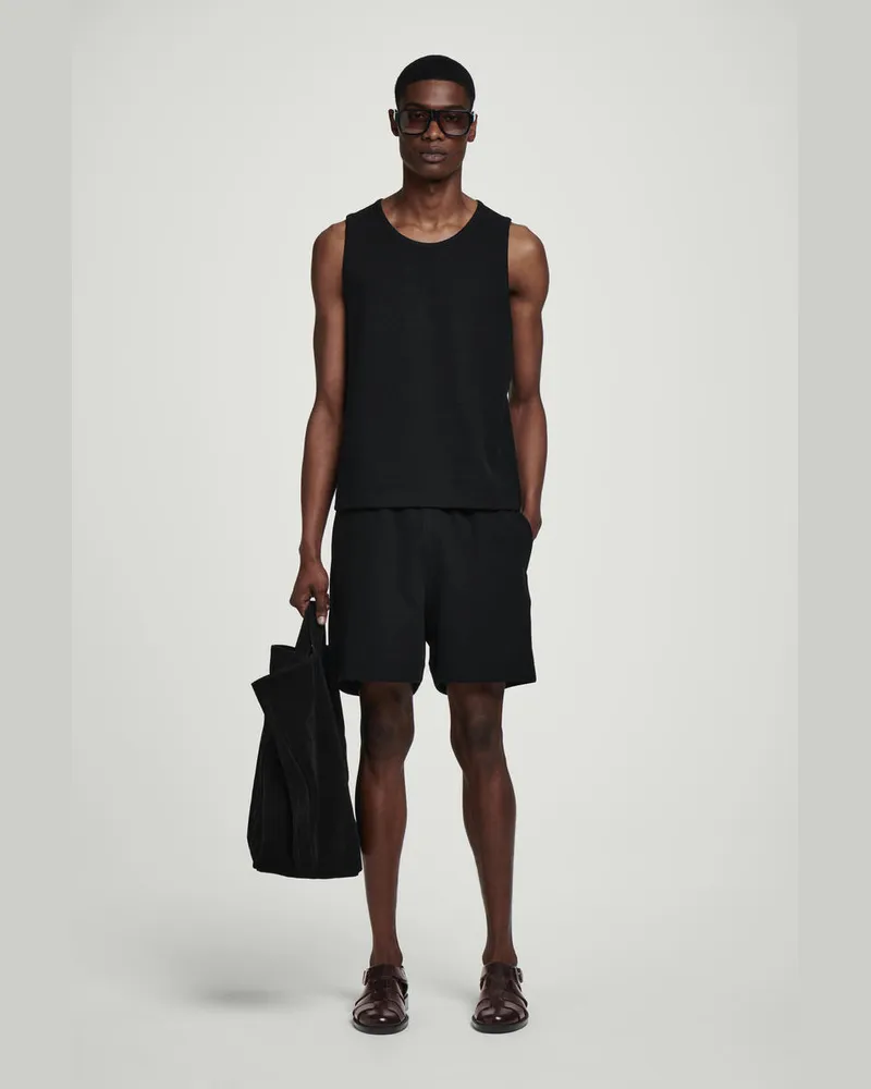 COS Shorts Aus Strukturiertem Baumwolljersey Schwarz