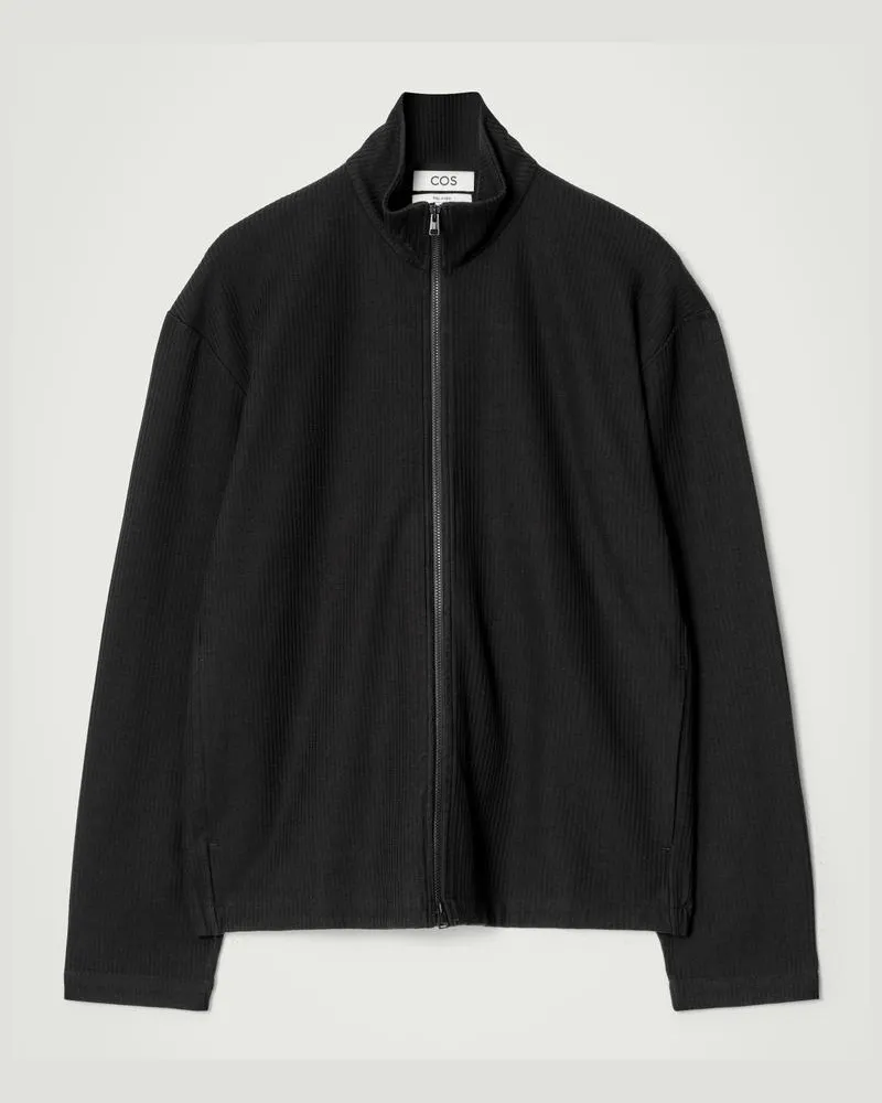 COS Gerippte Trainingsjacke Aus Jersey Schwarz