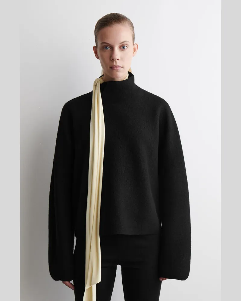 COS Strickpullover Uas Kochwolle Mit Kragen Schwarz