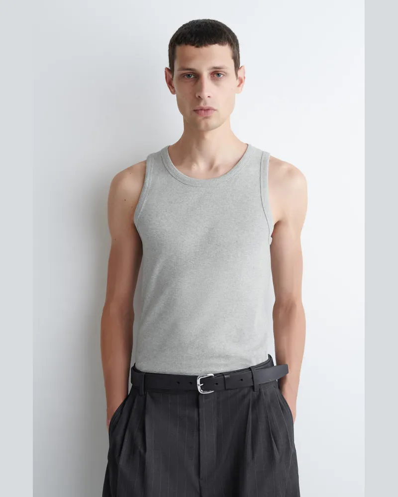 COS Schmales Geripptes Tanktop Aus Baumwolle Grau